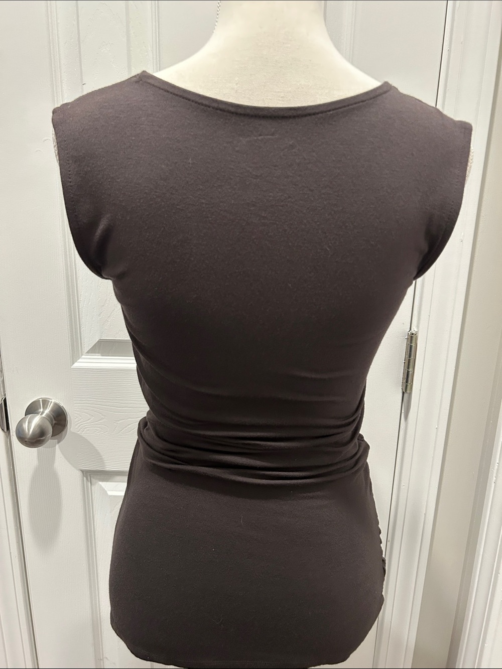 Medium INC Dark Brown Draped Sleeveless Faux Wrap Top - Picture 3 of 3